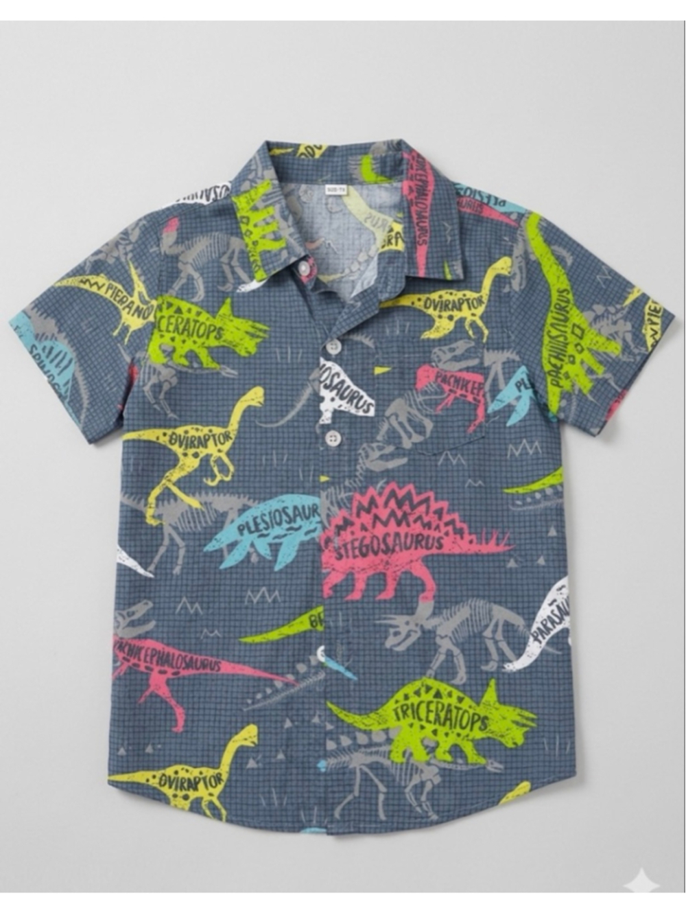 Boys Button Down Shirt Blue Multi-color Dinosaur Print Size 5T